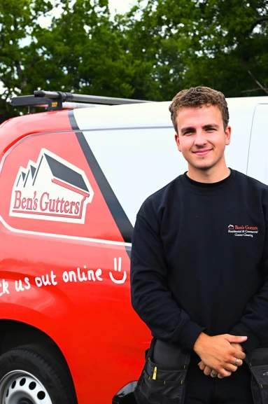 our gutter cleaner in Cornwall standing by company vehicle